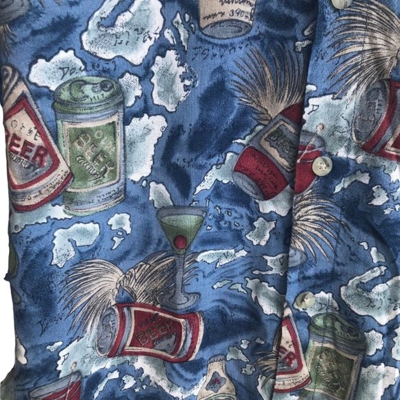 COPY - Vintage 90's Campia Moda Hawaiian Aloha Beer Cocktail Button Front Shirt… - Picture 4 of 9